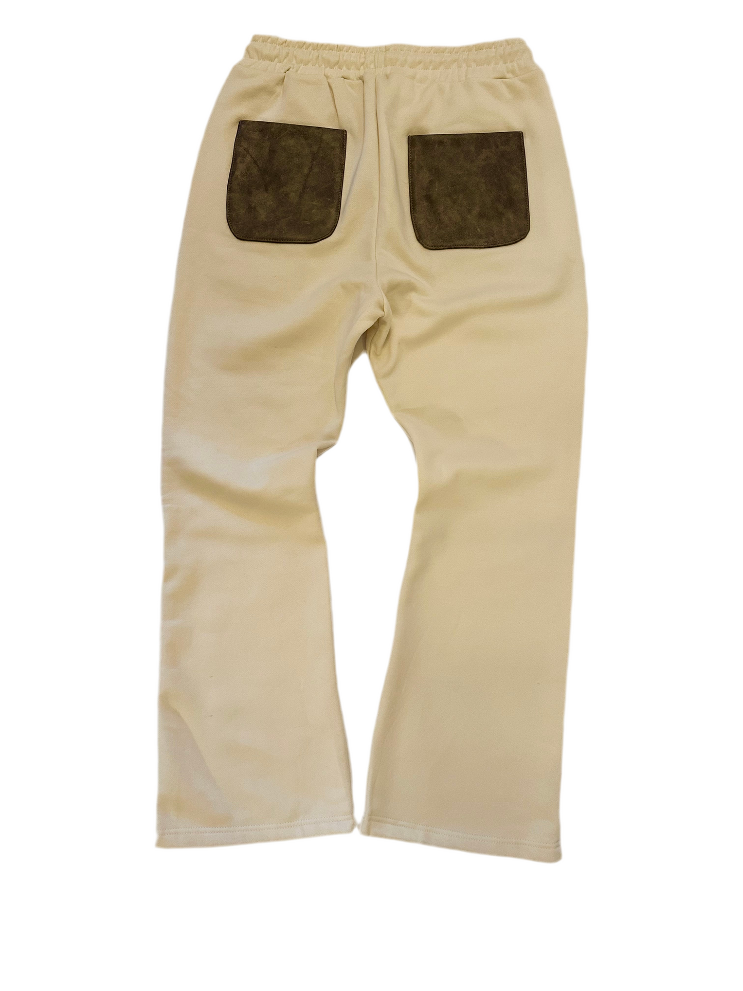 Wide leg joggers with leather pockets