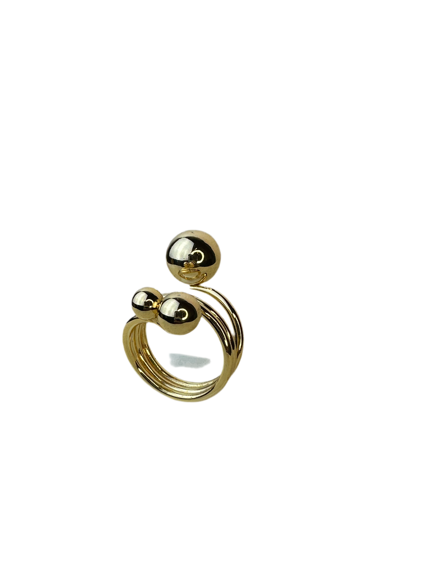 Golden Harmony Ring with Trio Orbs"